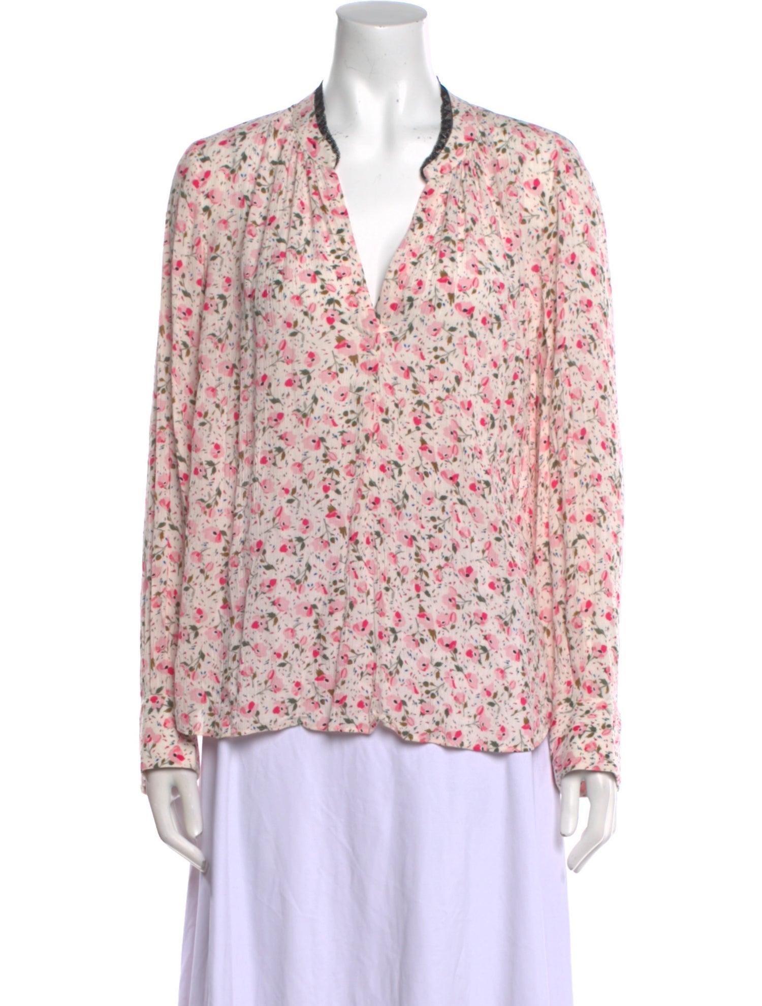 Zadig & Voltaire Floral Print V-Neck Blouse