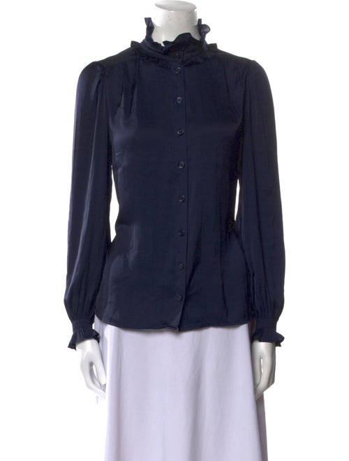 Zadig & Voltaire Mock Neck Long Sleeve Button-Up Top