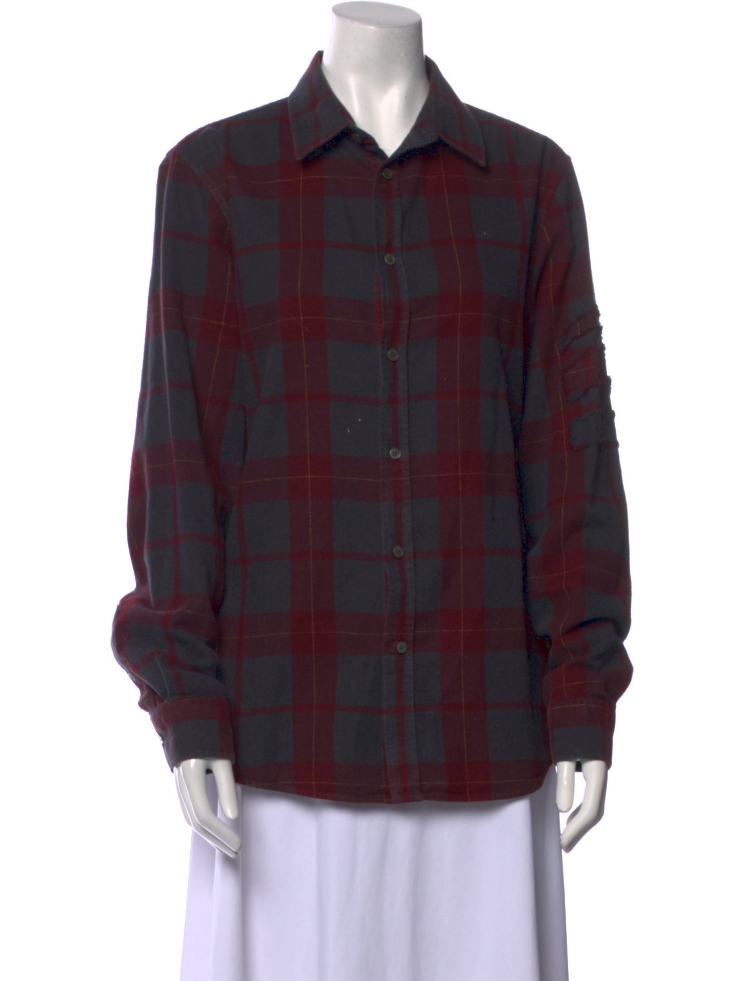 Zadig & Voltaire Plaid Print Long Sleeve Button-Up Top