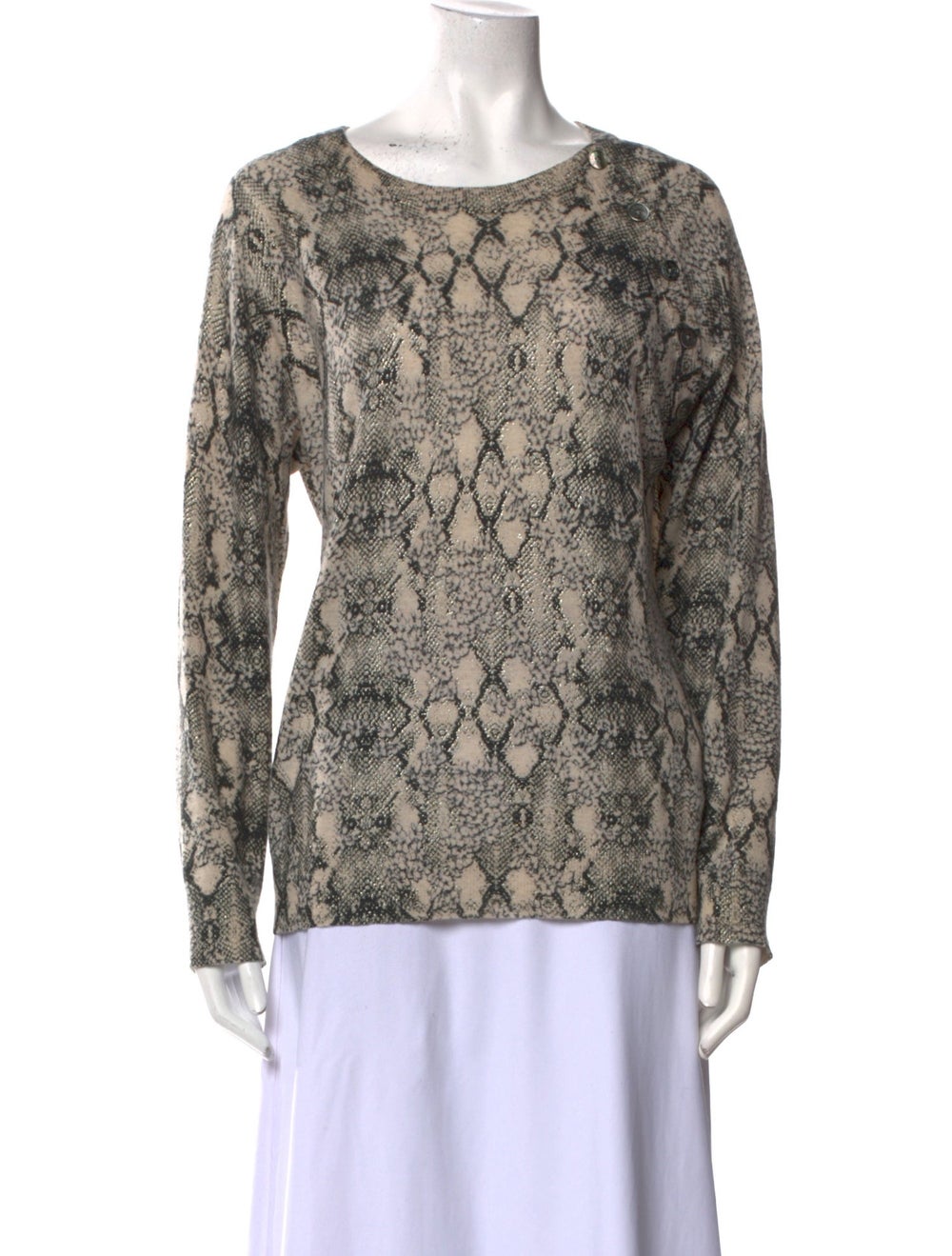 Zadig & Voltaire Cashmere Pullover Neutrals Animal Print Long Sleeve