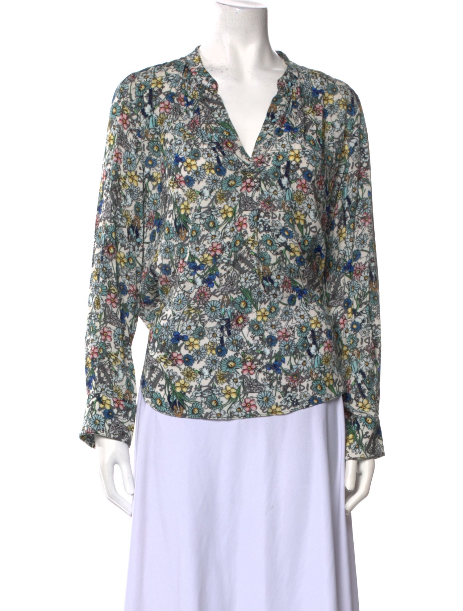 Zadig & Voltaire Floral Print V-Neck Blouse