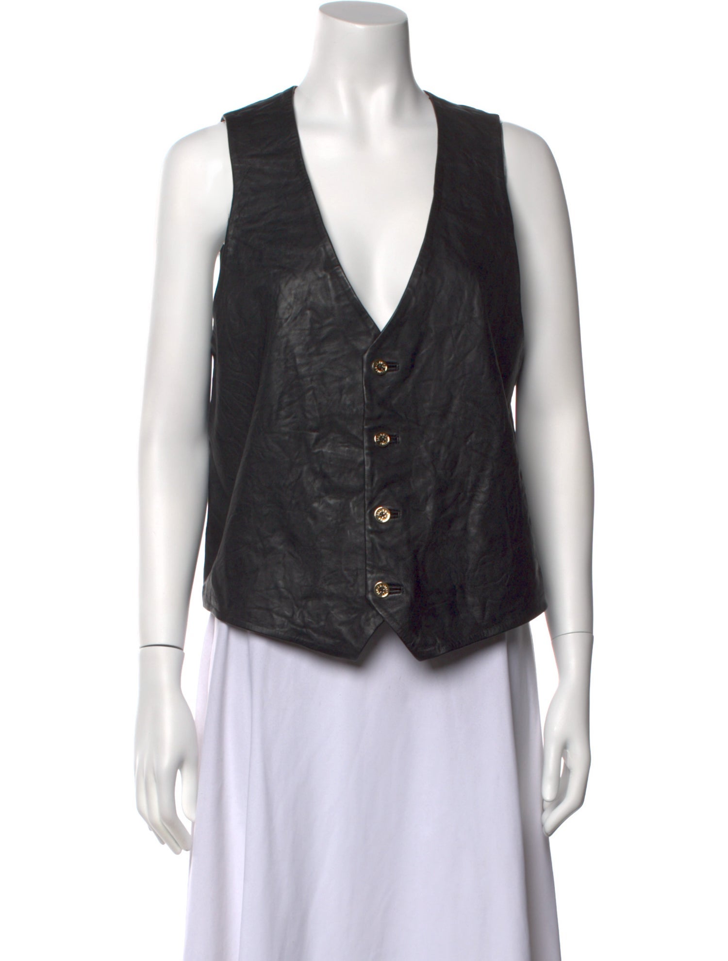 Zadig & Voltaire Lamb Leather V-Neck Top