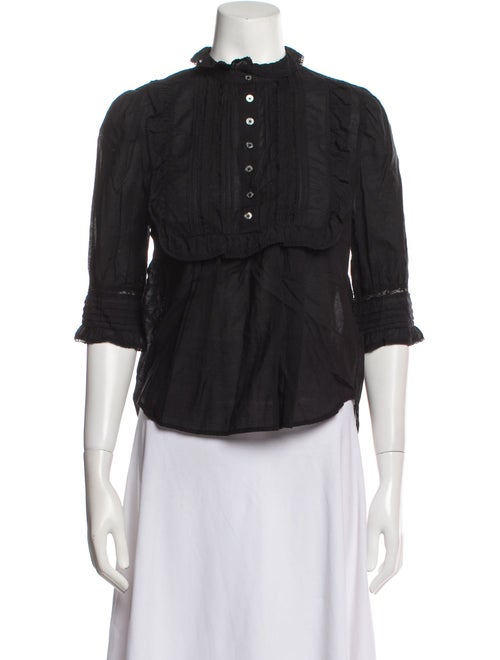 Zadig & Voltaire Mock Neck Three-Quarter Sleeve Blouse