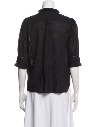 Zadig & Voltaire Mock Neck Three-Quarter Sleeve Blouse