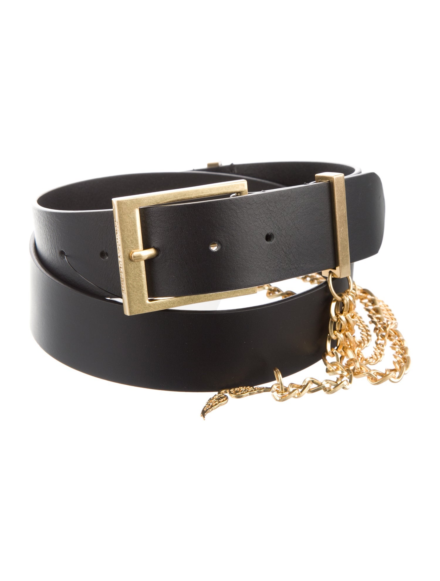 Zadig & Voltaire Leather Chain-Link Accents Belt