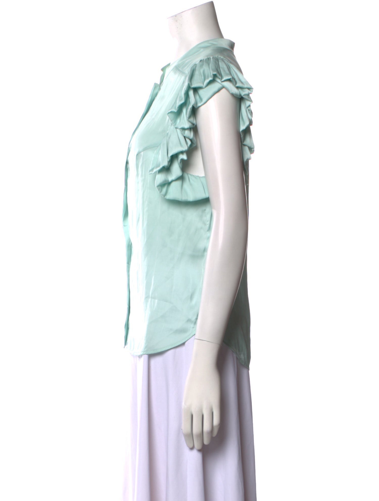 Zadig & Voltaire V-Neck Short Sleeve Button-Up Top