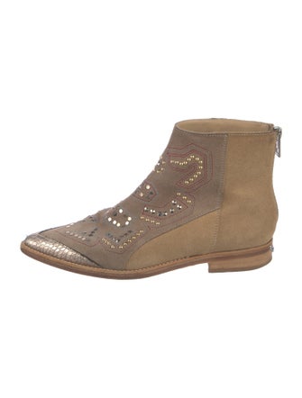 Zadig & Voltaire Suede Studded Accents Lace-Up Boots