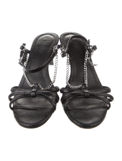 Zadig & Voltaire Leather Chain-Link Accents Slingback Sandals