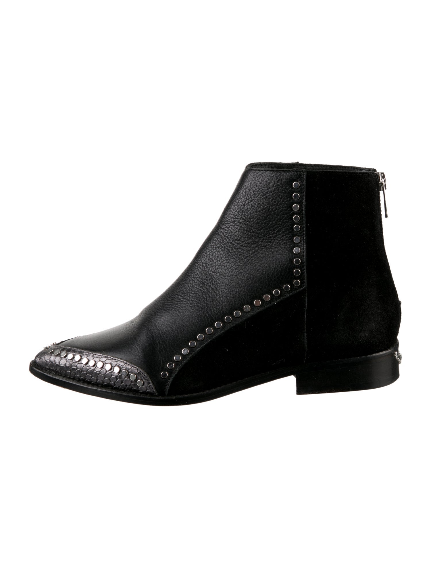 Zadig & Voltaire Patent Leather Studded Accents Chelsea Boots