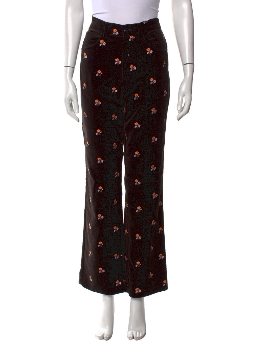 Zadig & Voltaire Wide Leg Pants Brown Floral Print High-Rise