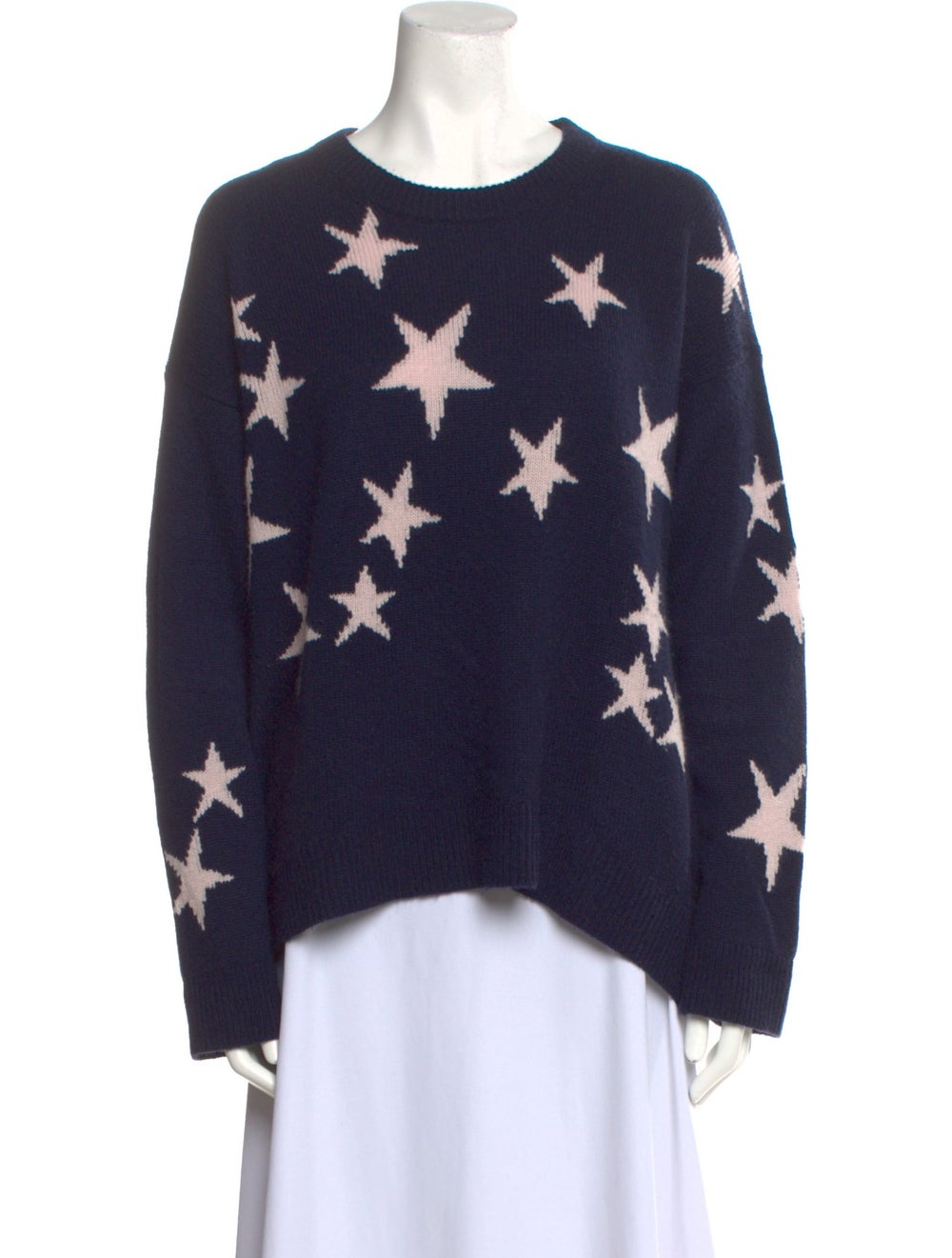 Zadig & Voltaire Cashmere Cropped Sweater Blue Printed Long Sleeve