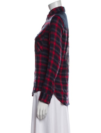 Zadig & Voltaire Plaid Print Long Sleeve Button-Up Top