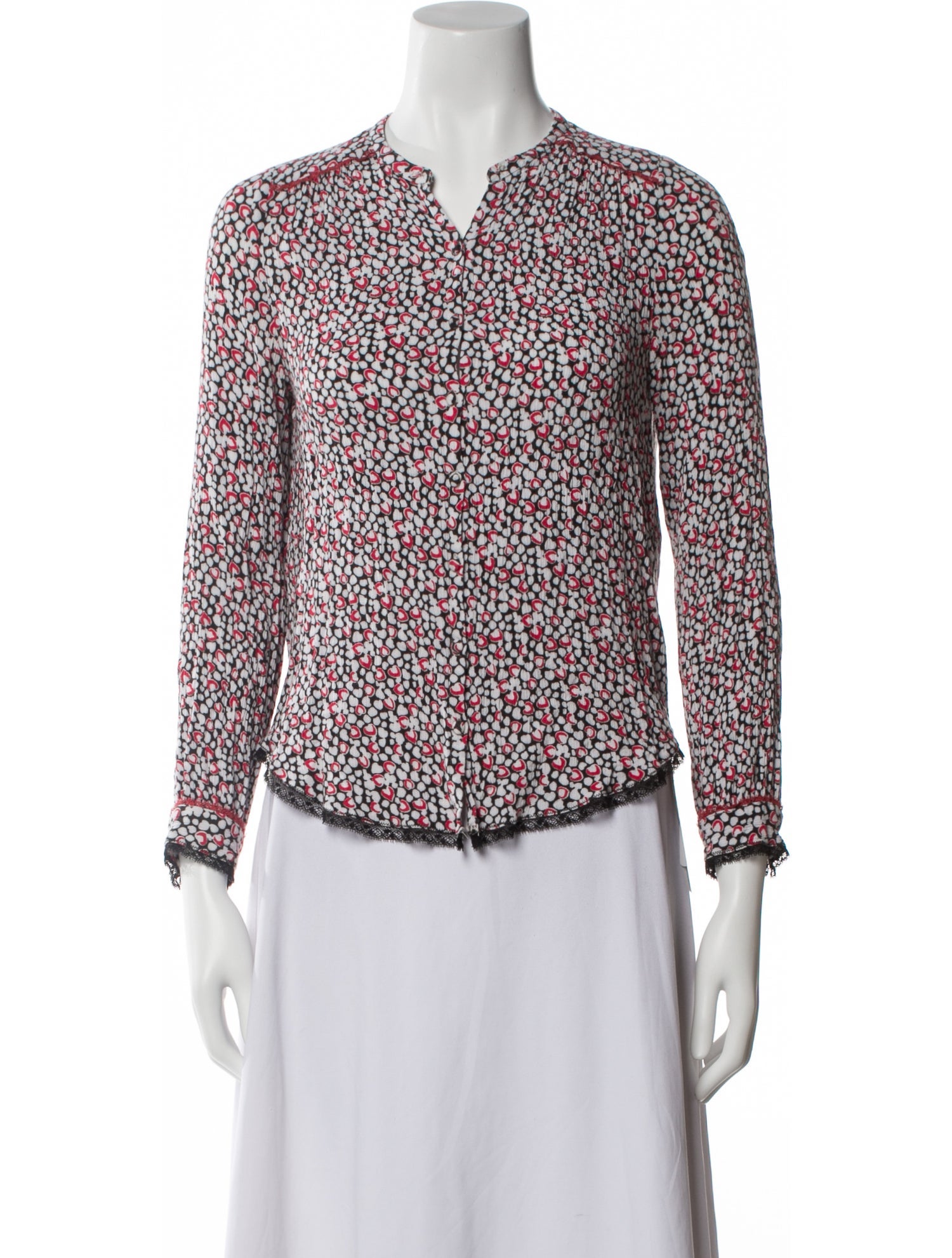 Zadig & Voltaire Printed V-Neck Button-Up Top