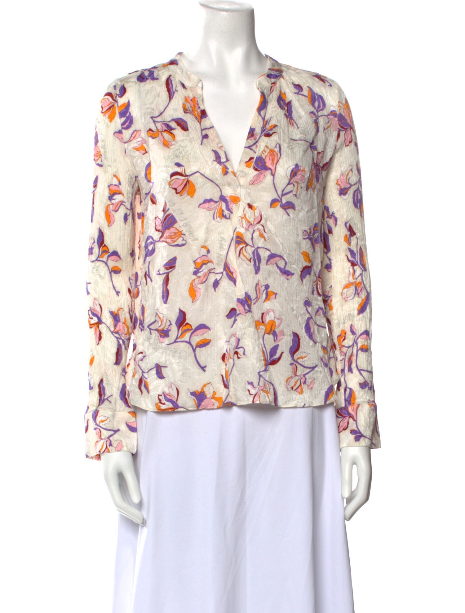 Zadig & Voltaire Floral Print V-Neck Blouse