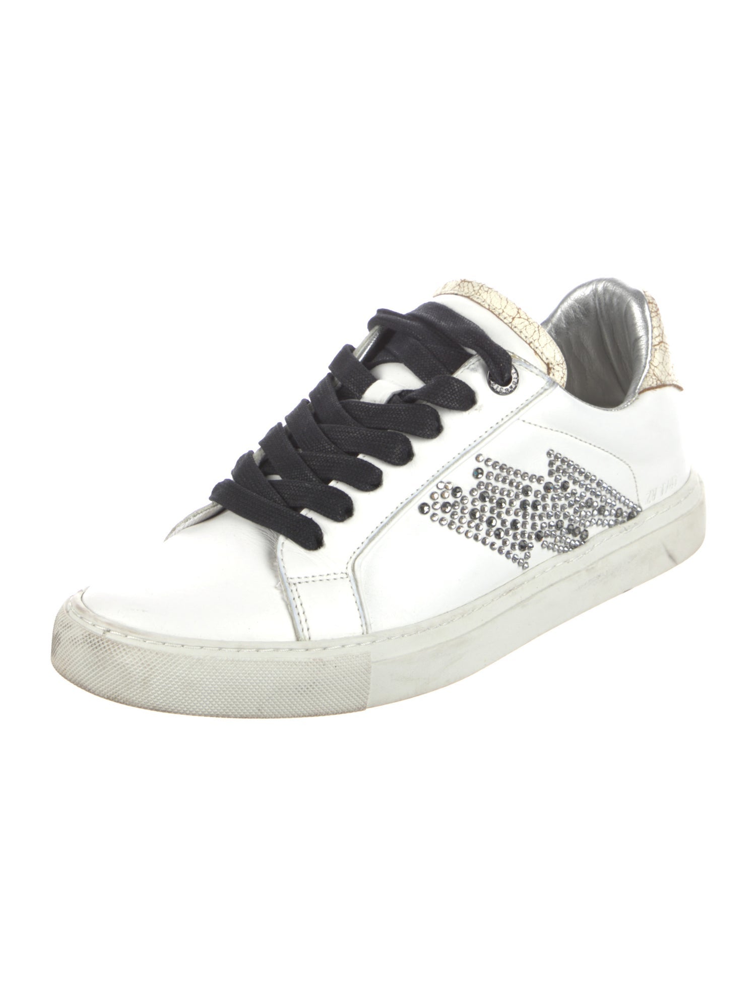 Zadig & Voltaire Leather Crystal Embellishments Sneakers