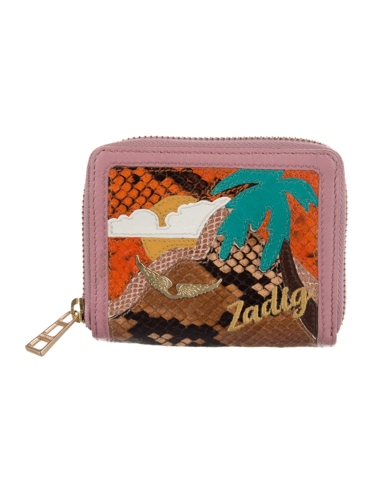 Zadig & Voltaire Leather Graphic Print Compact Wallet