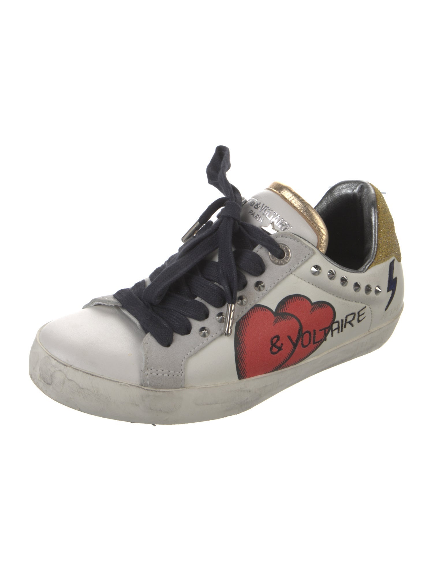 Zadig & Voltaire Spike Accents Leather Sneakers