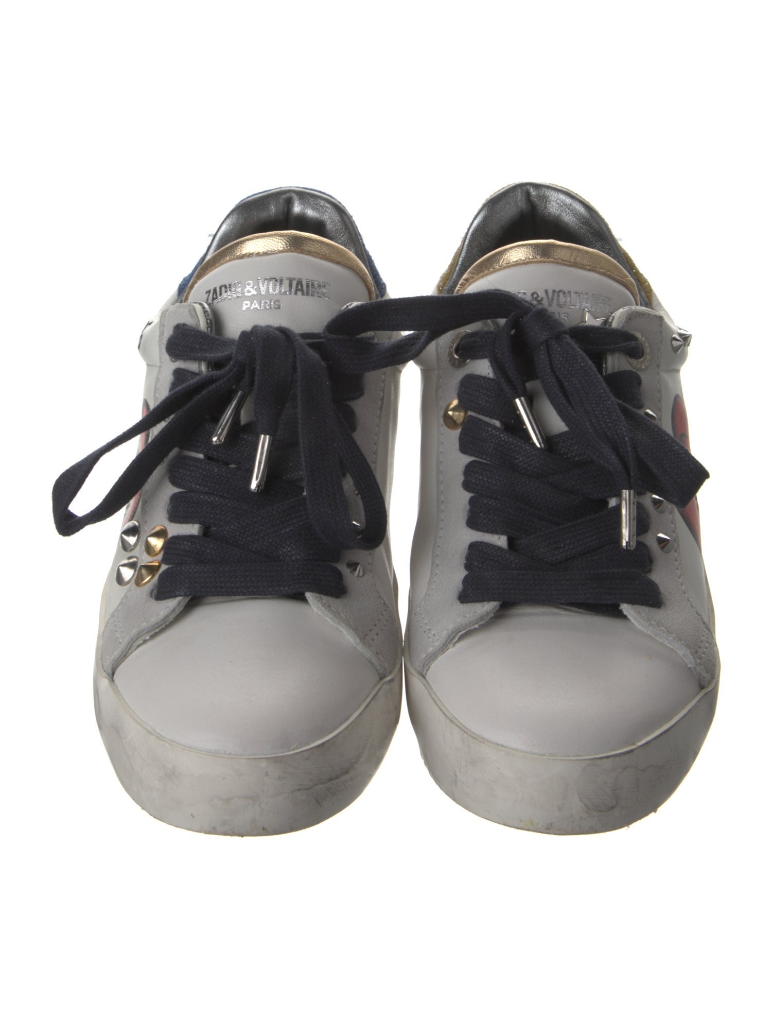 Zadig & Voltaire Spike Accents Leather Sneakers
