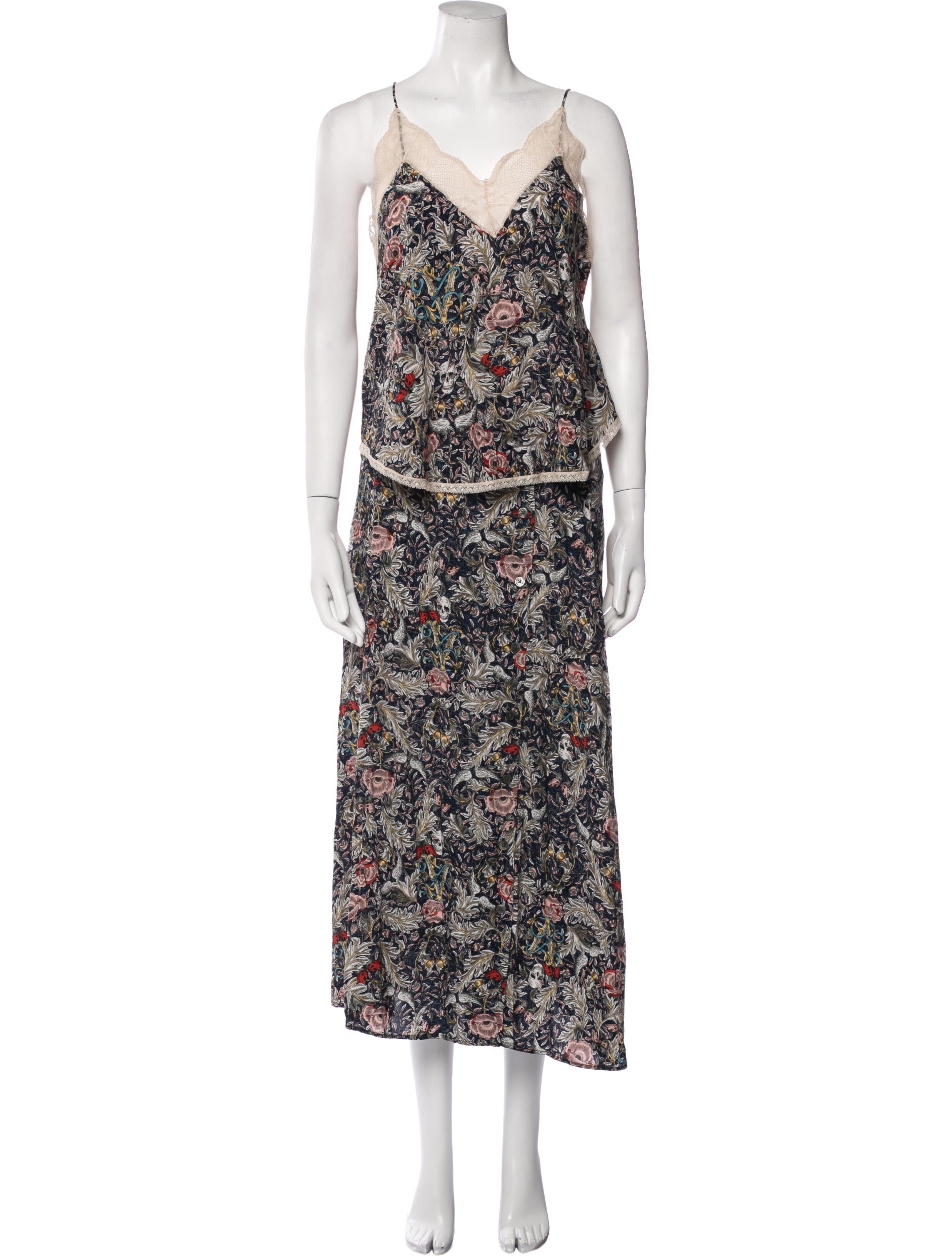 Zadig & Voltaire Velvet Floral Print Skirt Suit w/ Tags