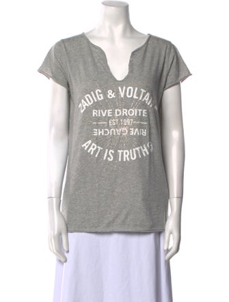 Zadig & Voltaire Graphic Print V-Neck T-Shirt