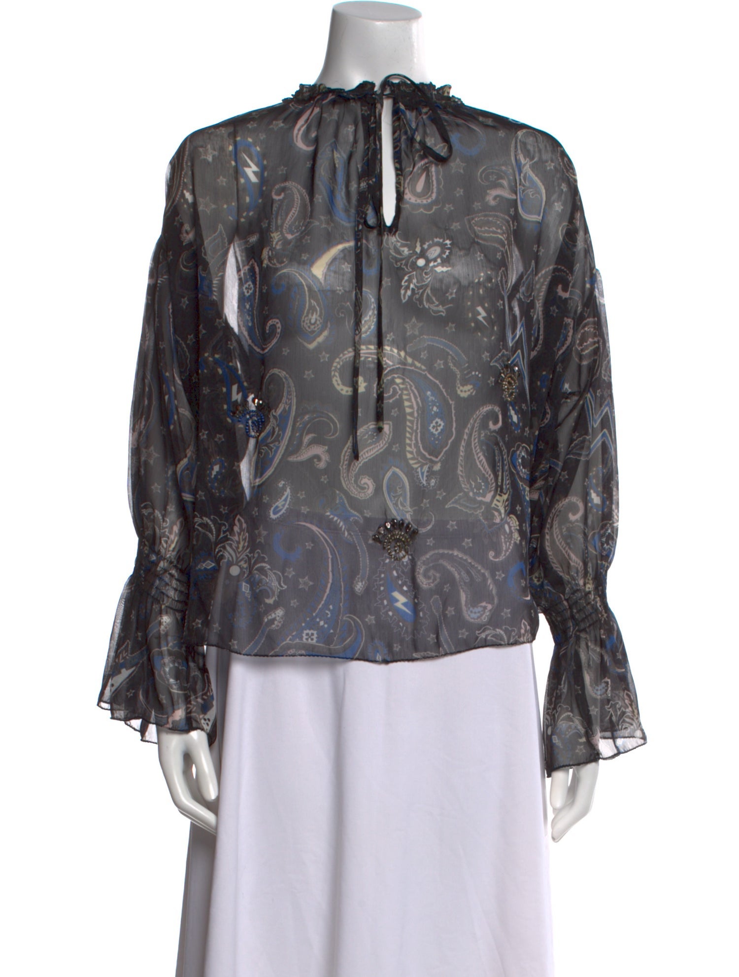 Zadig & Voltaire Paisley Print Mock Neck Blouse
