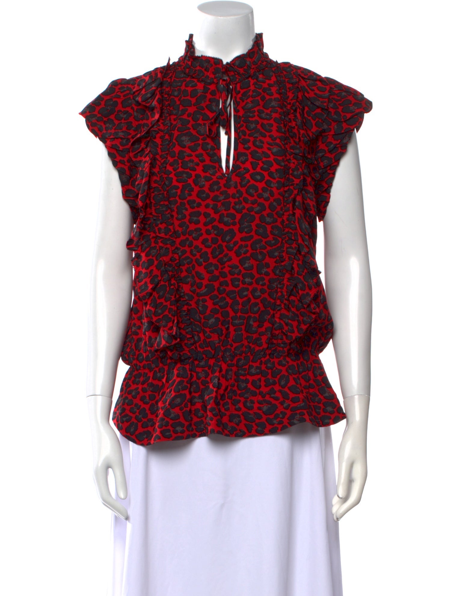 Zadig & Voltaire Animal Print Mock Neck Blouse