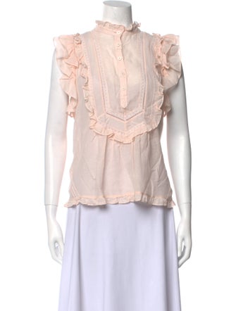 Zadig & Voltaire Mock Neck Short Sleeve Blouse