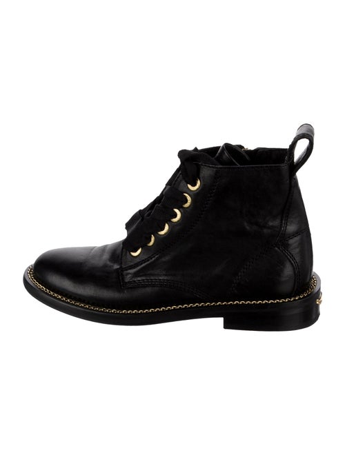 Zadig & Voltaire Leather Chain-Link Accents Combat Boots