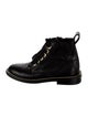 Zadig & Voltaire Leather Chain-Link Accents Combat Boots