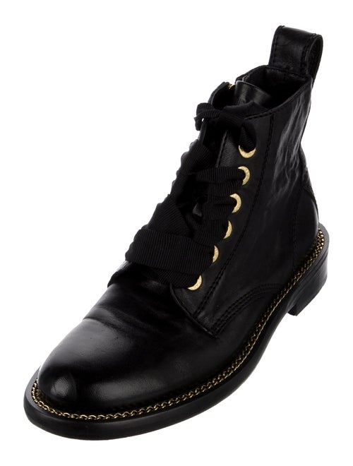 Zadig & Voltaire Leather Chain-Link Accents Combat Boots
