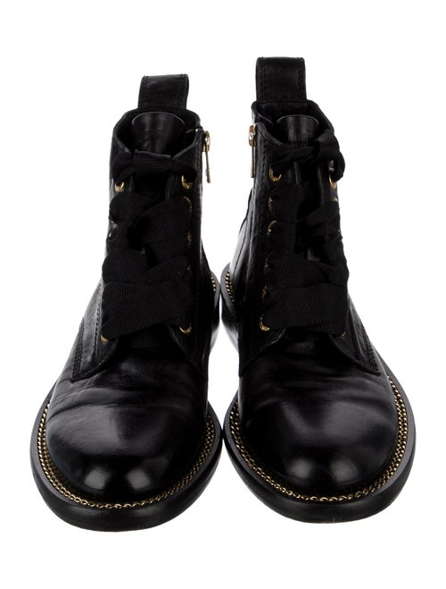 Zadig & Voltaire Leather Chain-Link Accents Combat Boots