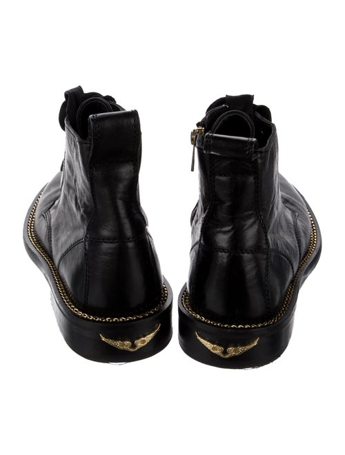 Zadig & Voltaire Leather Chain-Link Accents Combat Boots