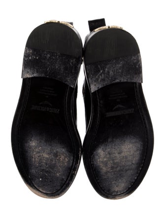 Zadig & Voltaire Leather Chain-Link Accents Combat Boots