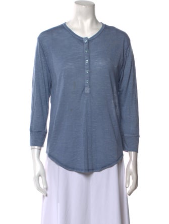 Zadig & Voltaire V-Neck Three-Quarter Sleeve Button-Up Top