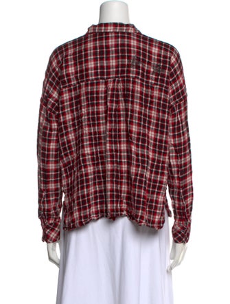 Zadig & Voltaire Plaid Print Mock Neck Button-Up Top