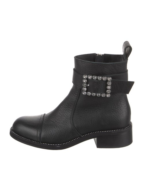 Zadig & Voltaire Leather Crystal Embellishments Moto Boots