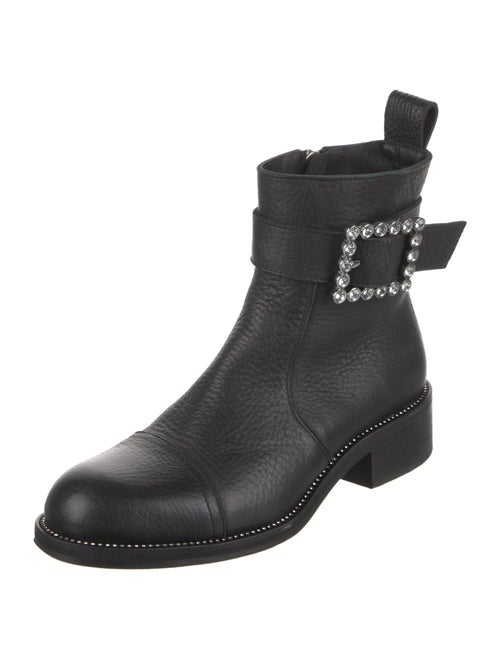 Zadig & Voltaire Leather Crystal Embellishments Moto Boots
