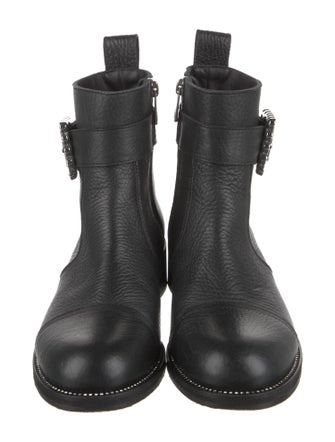 Zadig & Voltaire Leather Crystal Embellishments Moto Boots
