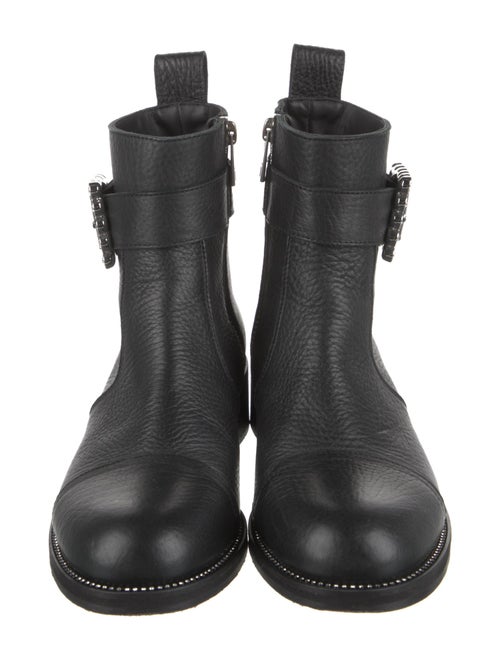 Zadig & Voltaire Leather Crystal Embellishments Moto Boots