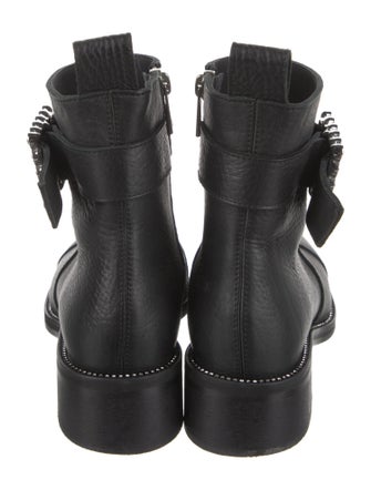 Zadig & Voltaire Leather Crystal Embellishments Moto Boots