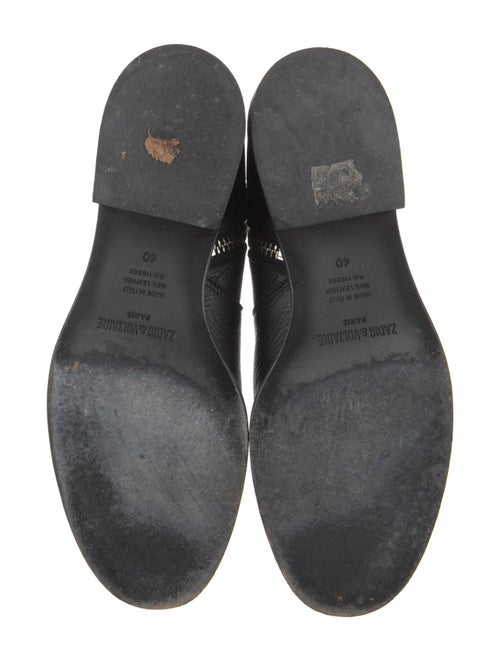 Zadig & Voltaire Leather Crystal Embellishments Moto Boots