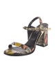 Zadig & Voltaire Embossed Leather Animal Print Sandals
