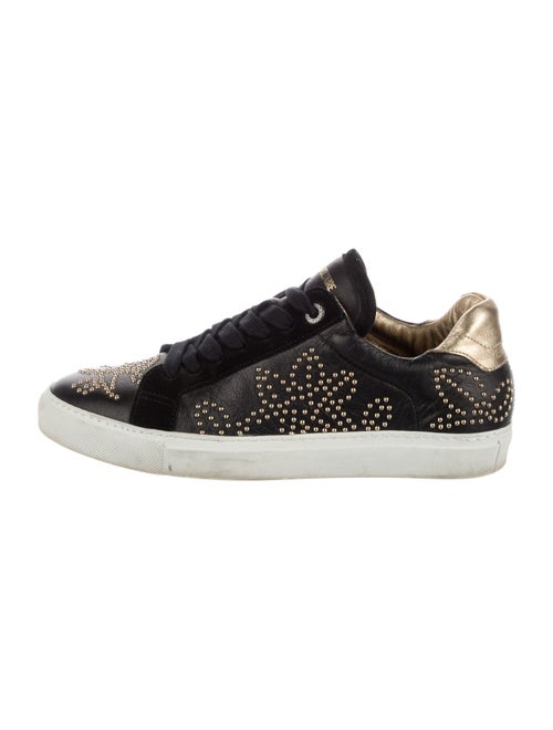 Zadig & Voltaire Leather Crystal Embellishments Sneakers