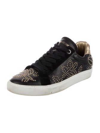Zadig & Voltaire Leather Crystal Embellishments Sneakers