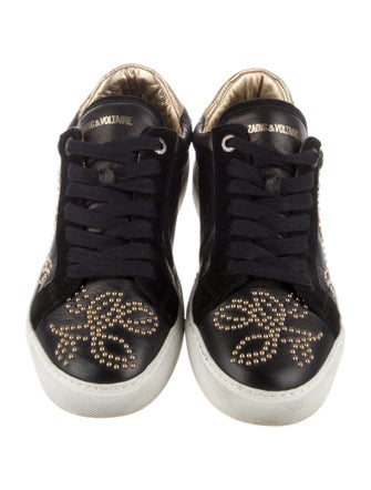 Zadig & Voltaire Leather Crystal Embellishments Sneakers