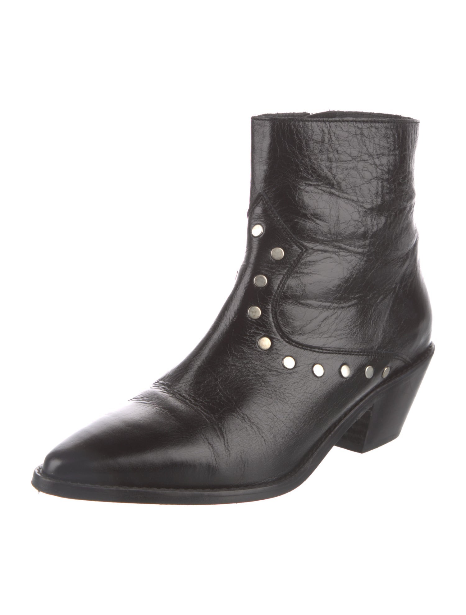 Zadig & Voltaire Leather Studded Accents Western Boots
