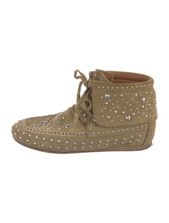Zadig & Voltaire Suede Studded Accents Lace-Up Boots
