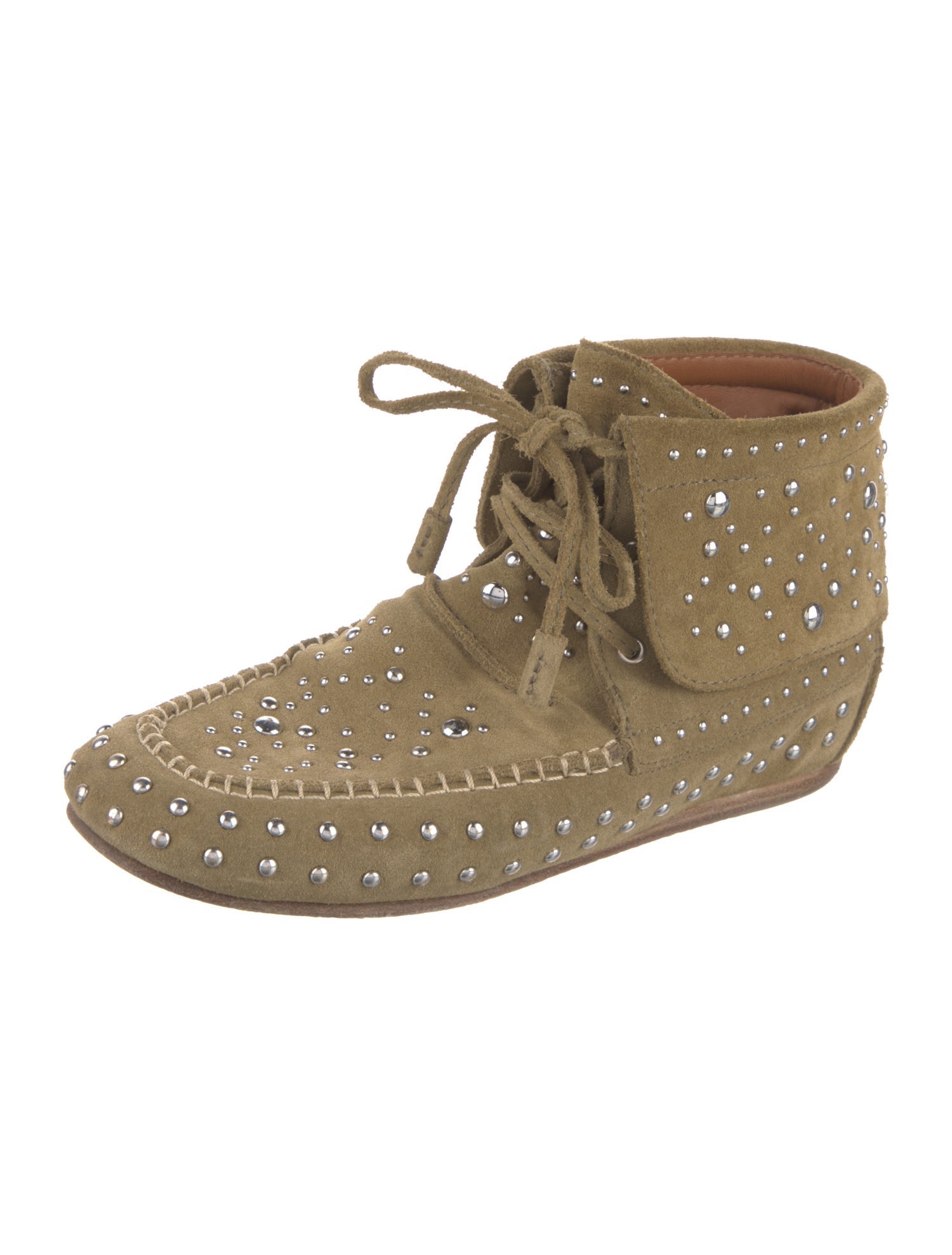 Zadig & Voltaire Suede Studded Accents Lace-Up Boots