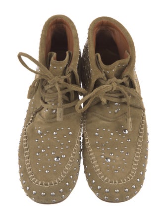 Zadig & Voltaire Suede Studded Accents Lace-Up Boots