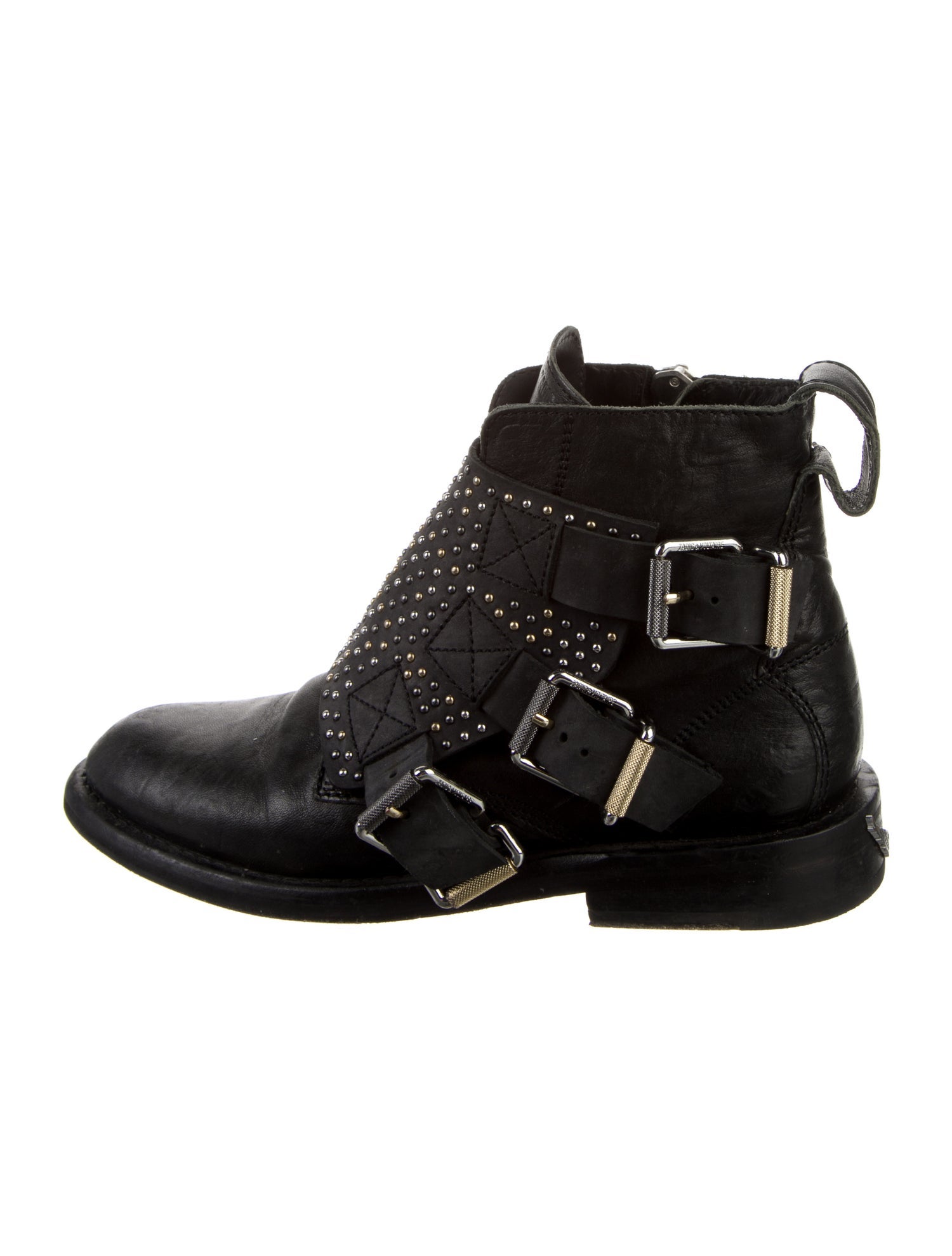Zadig & Voltaire Leather Studded Accents Combat Boots